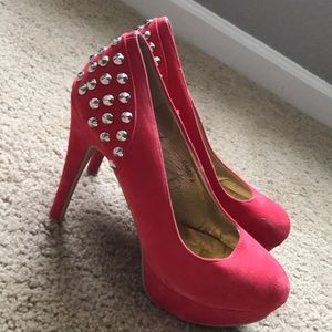 MOVING SALE Red studded heels - Size 8 - platform